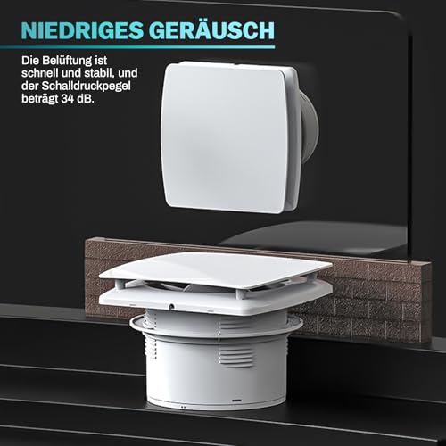 Aérateur de salle de bain 100 mm avec clapet anti-retour et câble 3m