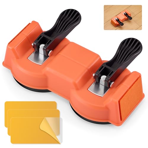 Floor Gap Fixer Tool Upgraded– Dual-Head, Dual-Suction Cup Design for Stronger Suction & Bidirectional Movement; Includes 3 Stickers for Rough Wood; Fits Vinyl Plank & Engineered Wood Flooring