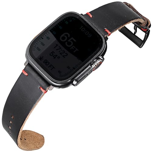 Bracelet militaire HEMSUT iWatch Ultra 3 en cuir fin, confort souple et fixation sécurisée