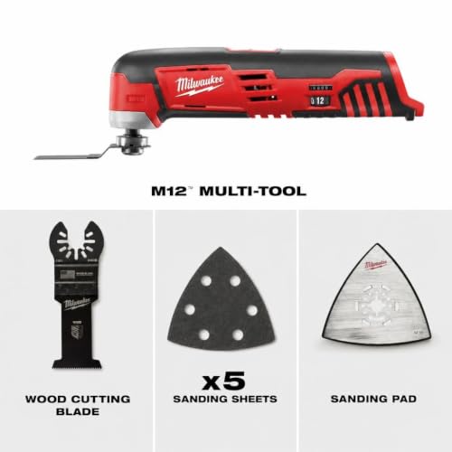 Milwaukee 2426-20 M12 12 Volt Redlithium Ion 20,000 OPM Variable Speed Cordless Multi Tool with Multi-Use Blade, Sanding Pad, and Multi-Grit Papers (Battery Not Included, Power Only) - image 2