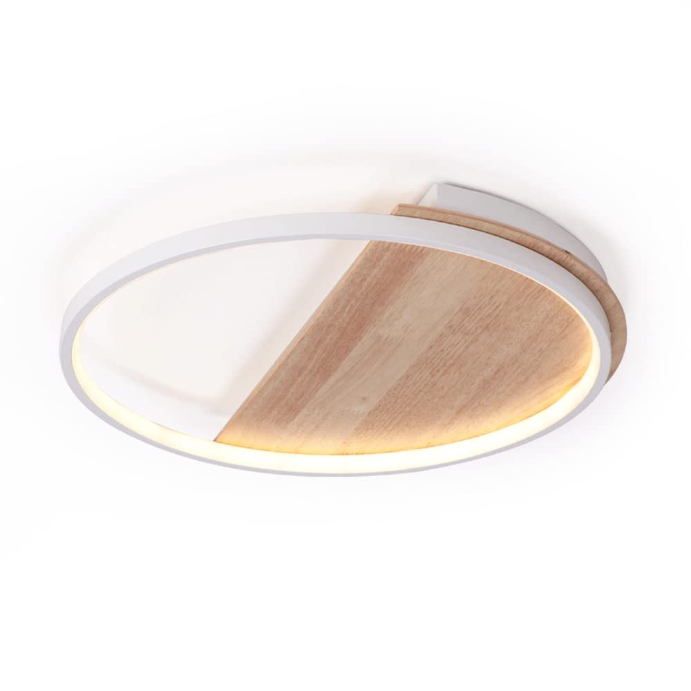 Lustre plafonnier en fer forgé design ultra-mince 20.9In en bois noble
