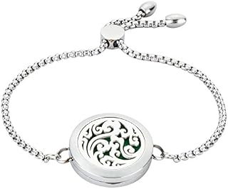 JAOYU Essential Oil Diffuser Bracelet, Stainless Steel Aromatherapy Locket Bangle 8 Color Pads Perfume Jewelry Set for Women Girl Gifts
