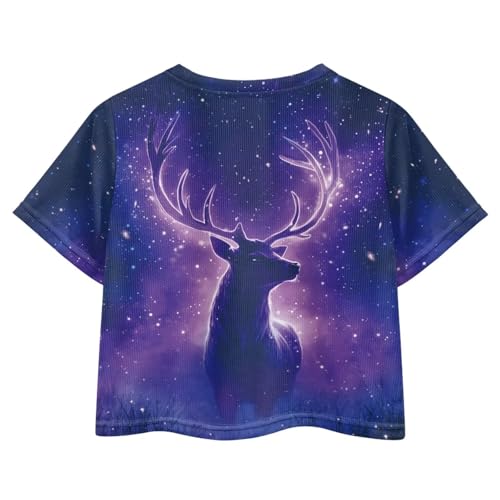 Image of Girls Crop Tops Cute Short Sleeve Shirts Fashion Tees for Kids Casual Crewneck Blouses Size 8-16 Years