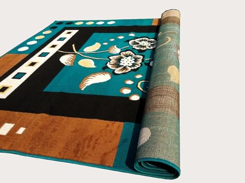 Image of 8x11 Feet Blue Carpet for Living Room | Large Soft Floor Rug | Modern Designer Carpet for Hall & Bedroom | Anti Skid Washable Area Rug
