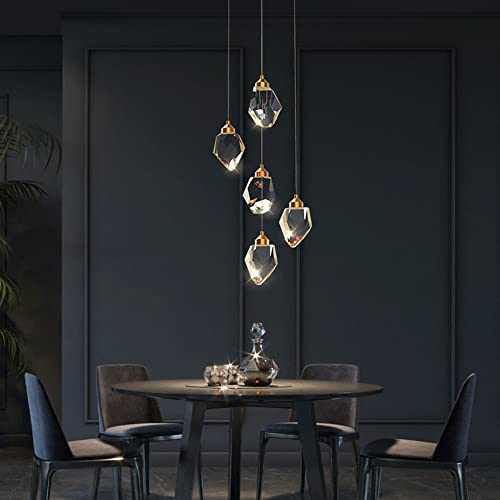 Lustre en cristal à 5 têtes pour remplacer un éclairage terne par une suspension LED diamant - 4