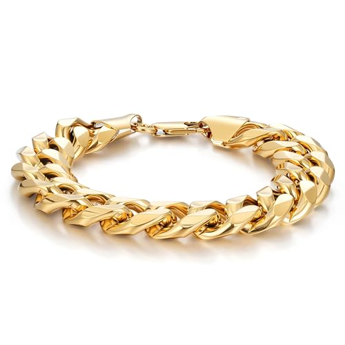 Bling King London Gold Cuban Curb Link Bracelet 8 Inch Long 15mm Thick