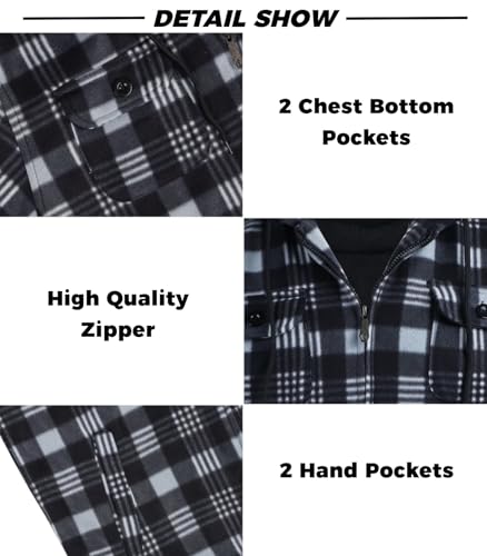 Image of LeeHanTon Mens Flannel Jackets Sherpa Lined Fleece Zip Up Winter Warm Workout Plaid Sweatshirt with Hood