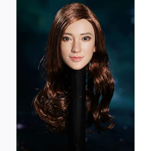Tête de femme 1/6 asiatique à cheveux courts implantés AMITD pour sculpture de poupée d'action