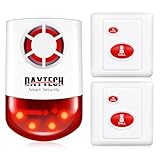 Daytech Wireless Emergency Alarm System-120dB Strobe Siren with Panic Buttons, 500ft Range, Waterproof Security Kit for Business/Home/Hotel/School (1 Red Siren+2 Buttons)