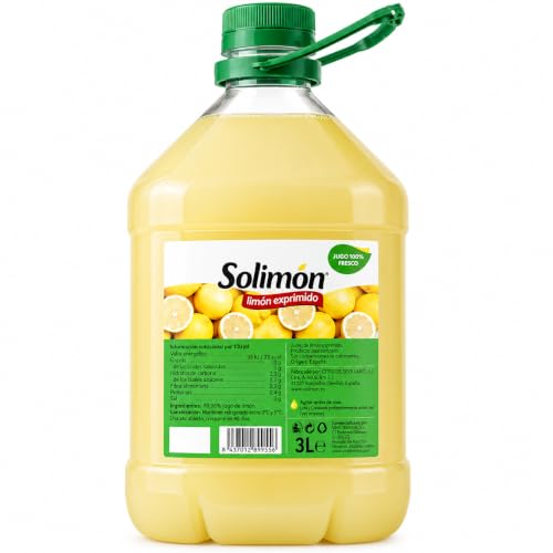 Solimón Zumo de Limón 100% Natural 3 L – Exprimido, Sin Cafeína, Fresco y Natural | Ideal para Cocina, Bebidas, Postres y Uso Diario | Refrigerar Tras Apertura