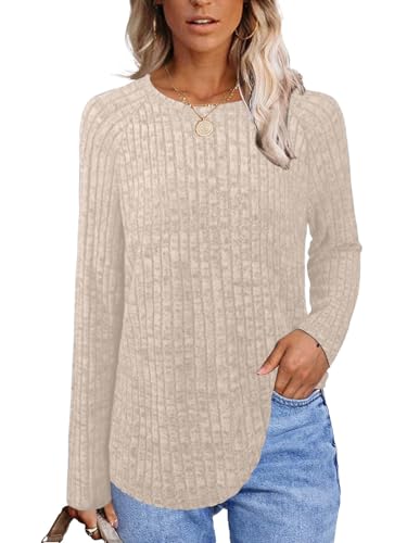 Sweaters for Women Blouses After Christmas Aales Clearance School Outfits for Teacehrs Long Sleeve Shirts Womens Tops Cowboy Chic Anthropologie Sweater Dress Women's Tunics Sweatshirt Apricot Large