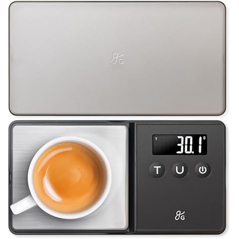 Greater Goods Digital Espresso & Coffee Scale - 750 x 0.1g, Mini Scale with 6 Units of Measurement Cover