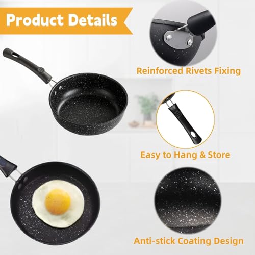 16cm (6.3") Mini Egg Frying Pan Skillet with Glass Lid and Spatula, Oven-Safe PFOA-Free Fry Pan, Nonstick and Non-Toxic Single Serve Egg Frying Pan with Heat-Resistant Handle by Junbyuhu - Used condition - Image 4