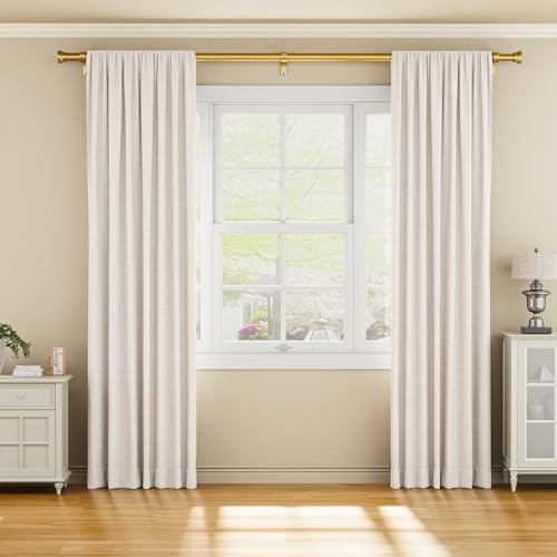 Image of YaFex Curtain Rods 2 Pack 32-114 Inch, Heavy Duty 1 Inch Diameter Gold
