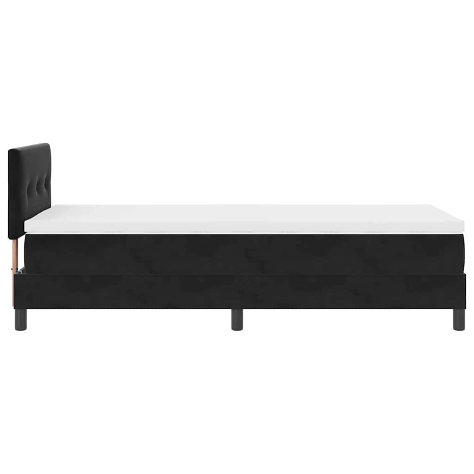 ATOMSTACK MAKER Cama con somier de 90 x 200 cm con iluminación RGB, cabecero ajustable (2 alturas), tapizado en negro aterciopelado, incluye colchón de muelles ensacados y cubrecolchón – Cama