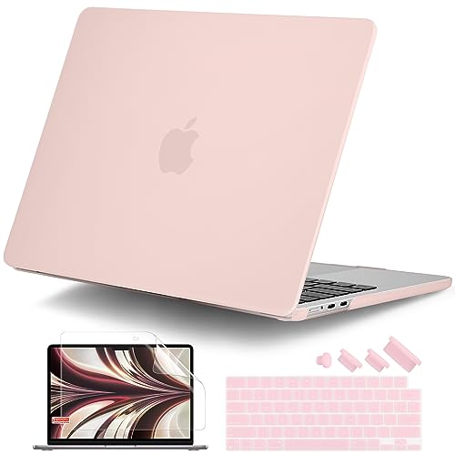 Image of DONGKE Compatible with MacBook Air 13.6 inch Case M3 M2 2025 2024-2022 Release Model A3113 A2681 with Touch ID & Retina Display, Plastic Hard Shell Cover for MacBook Air M2 13 inch, Matte Chalk Pink