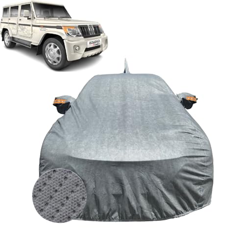 Image of Car Cover for Mahindra Bolero SLX (2011-2020) | 100% Waterproof Cover with Reflective Mirror Pockets | Dustproof, Scratchproof, Heatproof Bolero SLX Car Cover |Soft Cotton Lining| Grey