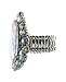 NYFASHION101 Women's Teardrop Stone Studs Fashion Stretch Ring, Aurora Borealis/Silver-Tone