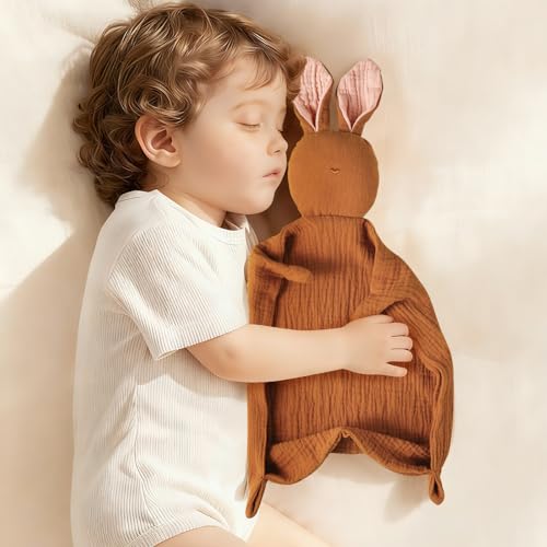 Image of insular Muslin Baby Lovey Security Blanket Soothing Towel (Caramel)