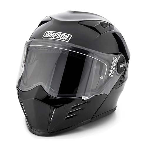 Image of Simpson Mod Bandit Modular Motorcycle Helmet - DOT & ECE Certified - Flip Front, Comms Ready, Internal Sun Shield and External Clear Face Shield Included - Shell in Gloss Black XX - Large - M59XX2