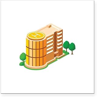 CafePress Hospital Building Trees Square Car Magnet 3 X 3 Square Car Magnet, Magnetic Bumper Display