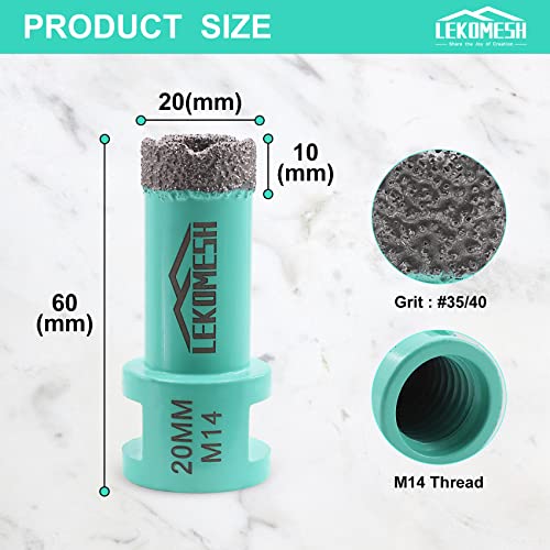LEKOMESH Diamond Core Drill Bit 20MM, Hole Saw for Porcelain Ceramic Tile, Marble, Granite, Stone, Quartz - Image 2