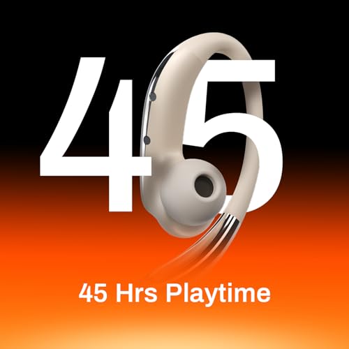 Image of DwOTS Sense Pro OWS Earbuds with 42dB ANC, Over Ear Headphone Design, 45H Battery, Bluetooth v6.0, 3 EQ Modes, Hall Switch Auto Connect, Voice Assistant Support, Bluetooth Earbuds (Cream)