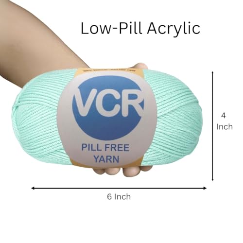 Image of VCR Light Blue Yarn, Pill-Free Soft Knitting Yarn, 100 Grams Hank, 263 Meters Length, Low-Pill Acrylic Yarn, Soft Crosia Threads, Pack of 1, Suitable for Beanies, Caps and Gloves
