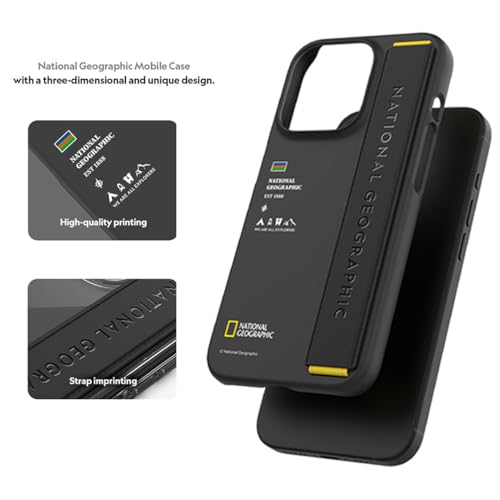 Image of National Geographic Strap Case PC for iPhone 15 Pro Max Back Cover Case (Black)
