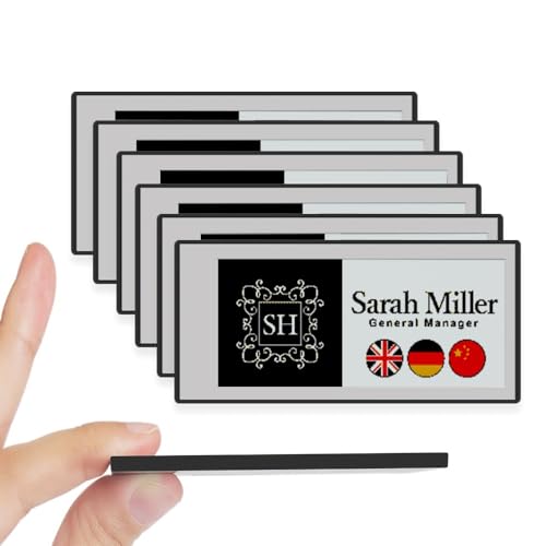 Badge numérique NFC Santek e-paper pour accueil de séminaire et salons professionnels exigeants