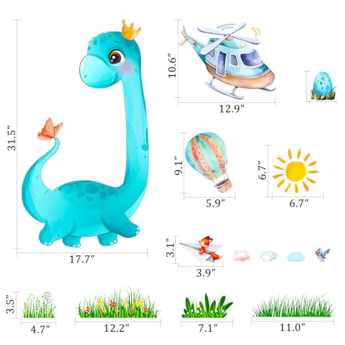 Vinilo decorativo infantil dinosaurio acuarela en 2 piezas miniatura 2