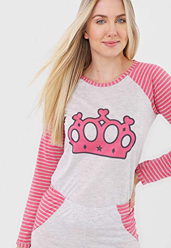 Pijama Longo Inverno Mescla com Pink (GG)