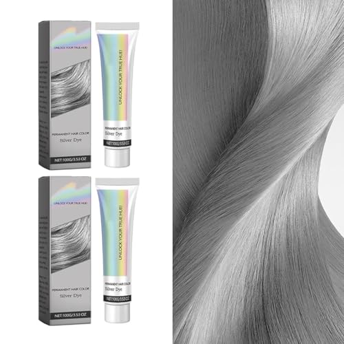 Tinte For Cabello Gris: Fórmula Vegetal, Color Duradero, Nutritivo E Hidratante, Fácil Aplicación, Tonos Vibrantes For Un Look Moderno.(2PCS)