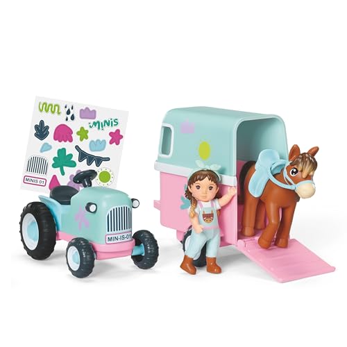 BABY born Minis Pferdeanhänger-Spielset - Inkl. Mini-Puppe Lara Traktor Anhänger & Pferd - Hochwertiges Puppenzubehör - Geeignet für Kinder ab 3 Jahren