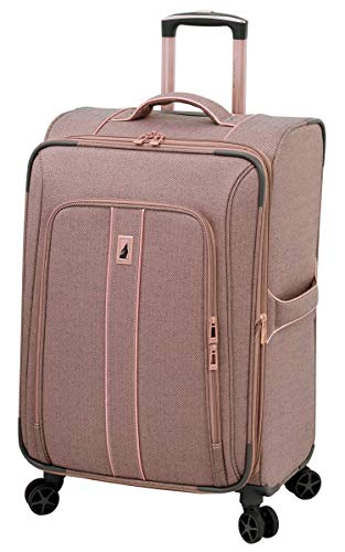 London Fog Newcastle Softside Expandable Spinner Luggage, Rose Charcoal Herringbone, 4 Piece Set #TOP6
