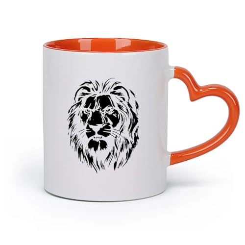 Imagen de DEBINGY cerámica Taza de Café con Asa Cerámica Clásica Cabeza de león feroz Animal león salvaje