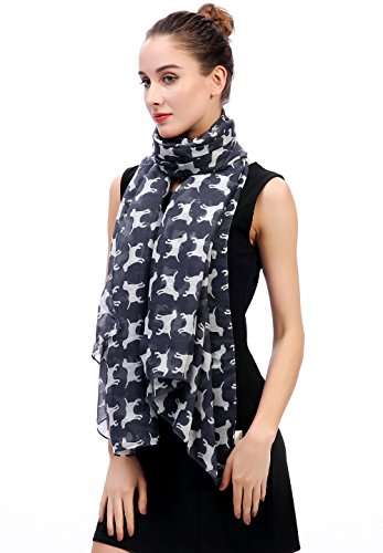 Lina & Lily sciarpa stola donna con stampa cani