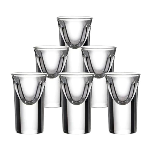 Mini Shot Glasses Set of 6, 0.5oz/15ml Clear Small Bullet Cups with Heavy Base, Cute Whiskey Glassware Cups for Vodka Whiskey Liqueurs Tequila Soju Espressos, Perfect for Party, Bar, Club, Cocktail