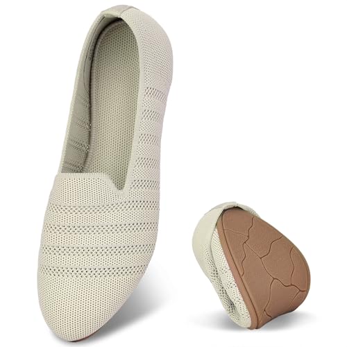 Zapatos de ballet de punto sin cordones, bailarinas planas que evitan el cansancio