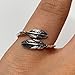 CH.yishi Handmade Feather 925 Sterling Silver Ring Adjustable knuckle Ring Vintage Stacking Ring Personalized Jewelry for Women & Men