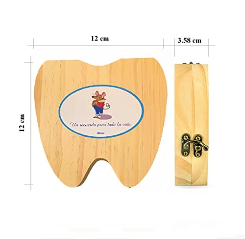 Miniatura 7 de Abubu Puerta Ratoncito Pérez Mágica Con Caja Para Dientes De Leche En Español, Carta, Escalera, Bolsita, Regalo Original Niño Niña Ratón Pérez. Hecho A Mano En España. Recuerdo Infancia