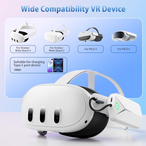Image of Battery Pack for Oculus Quest 3 and 2, Accessories for Meta Quest 2 /3, 5000mAh Extended Battery Charger Compatible with Meta Oculus Quest 2 /3 Original Strap and Elite Strap Lightweight VR Accessories