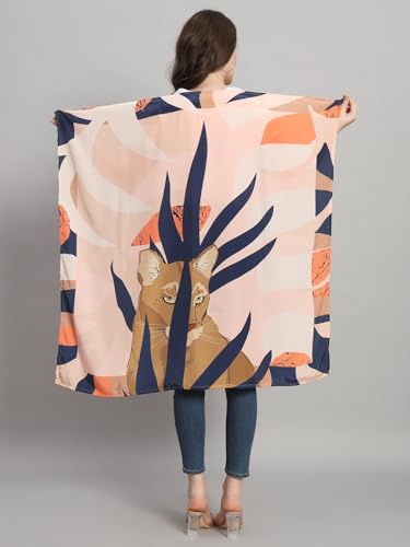 Image of Ravaiyaa - Attitude is everything Women Silk Digital Print Large Square Scarf Breathable Lightweight Neckerchief Printed Headscarf 40 inch x 40 inch Inch