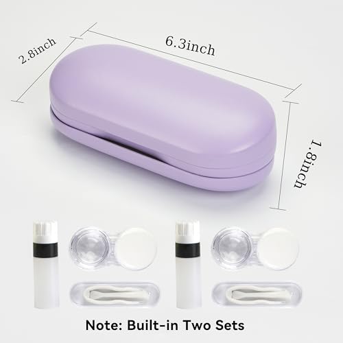 image for cauyuan Eyeglass Case Double Sided Travel Size Cute Portable Contact L