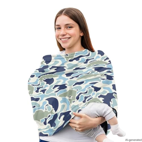 Image of Car Seat Cover Baby, Camo Fishing Infant Car Seat Canopy Breastfeeding Cover Cozy & Windproof Newborn Carseat Covers Stroller Covers, Easy to Clean