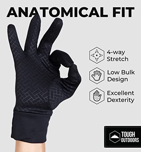 Touch Screen Running Gloves for Men & Women - Thermal Winter Glove Liners for Texting, Cycling & Driving - Thin, Lightweight & Warm Sports / Athletic Hand Gloves - Touchscreen Smartphone Compatible
