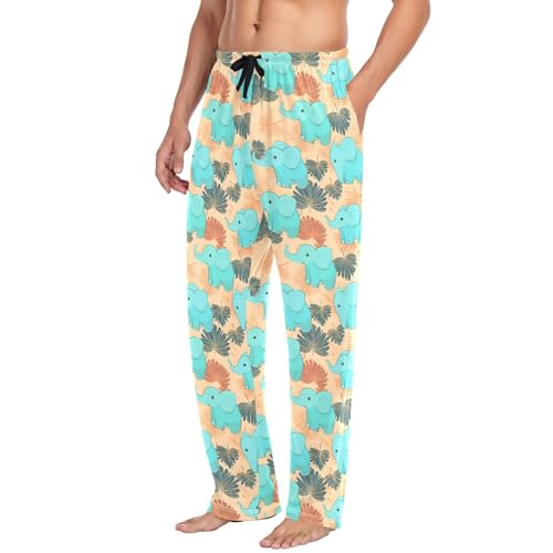 Men's Pajama Pants Teal Elephant Pajamas Bottoms Pj Pants Soft Cotton Lounge Pant Sleepwear Bottom for Men4
