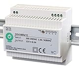 POS Professionelles Hutschienen Netzteil LED Trafo 12V DC 8.3A 100W, Konstantspannung, CE, Schutzarten: Kurzschlussschutz, Überspannungsschutz, Übertemperaturschutz. Für LED Produkte 12V DC