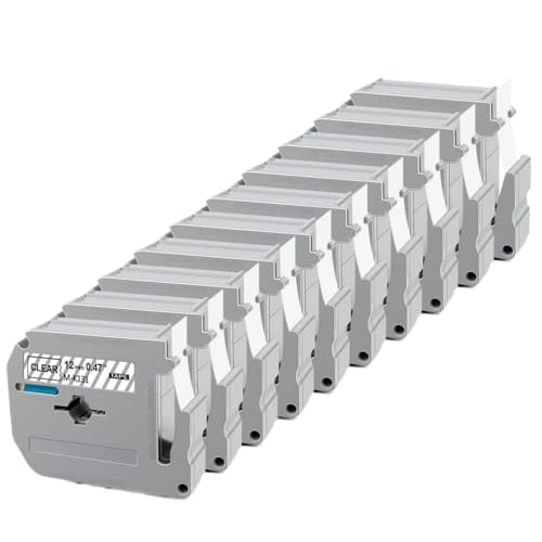 10 �` 20 �p�b�N MK231 12mm �e�[�v MK-231 MK131 MK431 MK531 MK631 MK731 �ƌ݊������� PT-70 PT-80 ���x���[�ƌ݊�������(10PK Black on Clear)