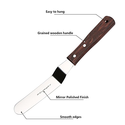 Puckway 4 Pcs Cake Decorating Icing Spatula Set With 4, 6, 8 & 10 Inch Stainless Steel Blade, Wood Handle Frosting Spatulas And Cake Stripping Tool #TOP2